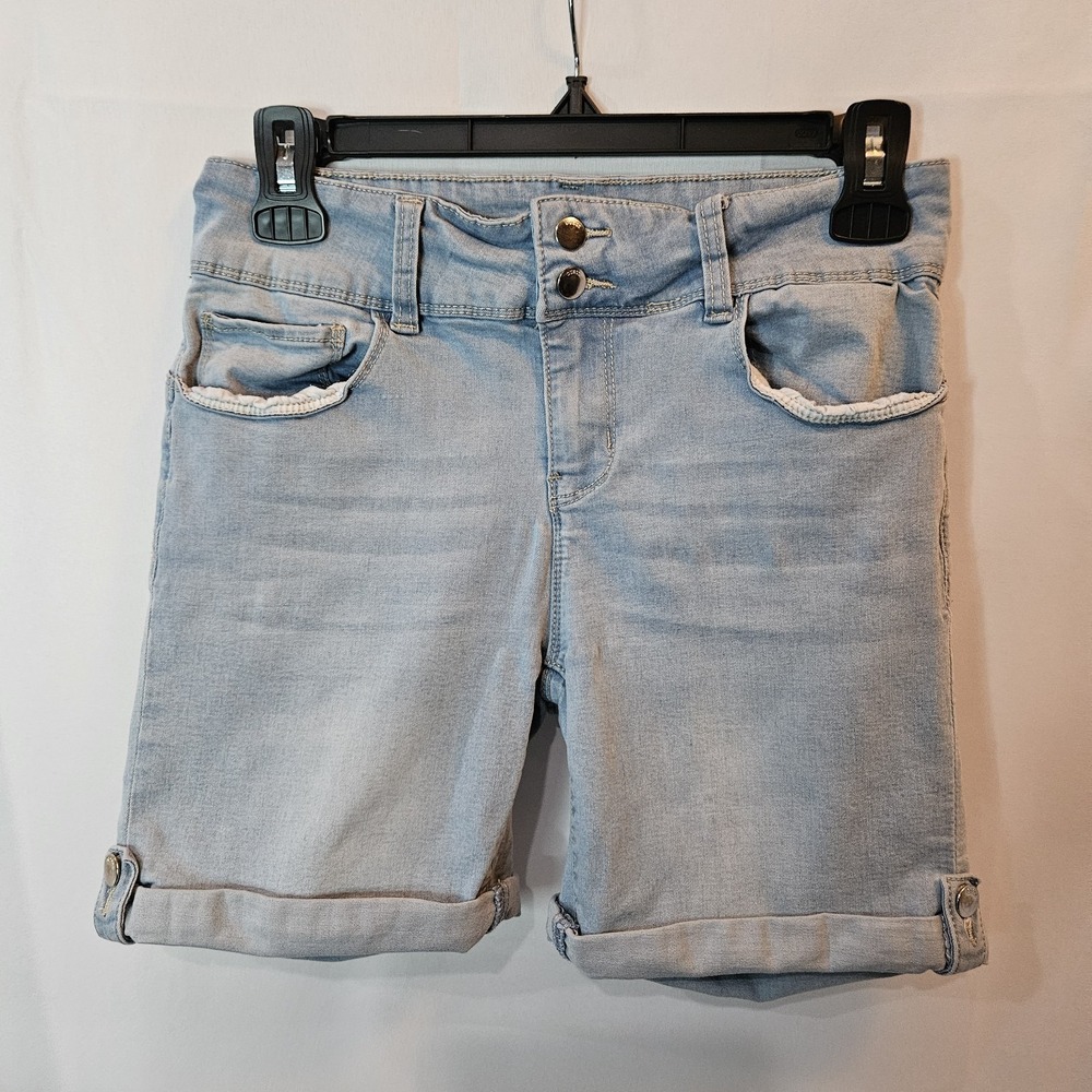 Guess Jean Shorts Women Size 28 Light Wash Denim Roll Cuff Logo Y2K VTG Jorts